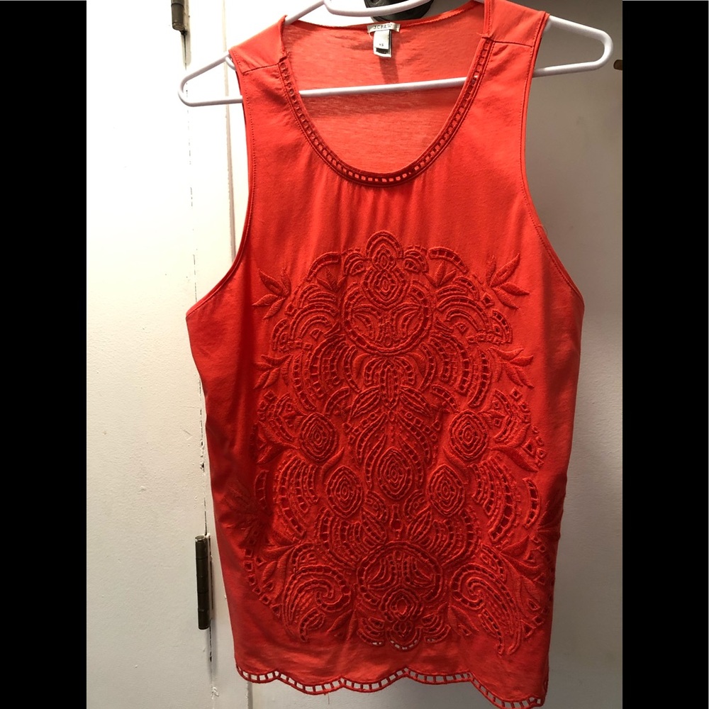 Red/orange embroidered tank by J.crew